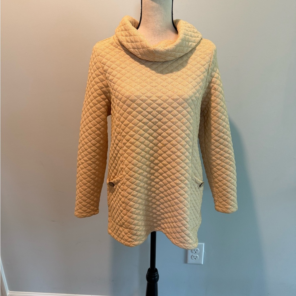 Soft Surroundings Shelby Quilted Tunic Sweater Cowl Neck size Petite Medium PM